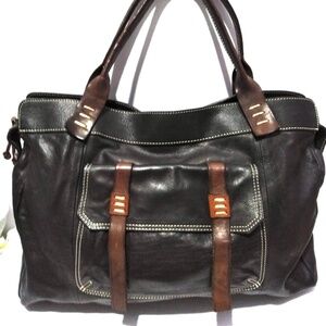 SOFIA C. GENUINE LEATHER TOTE Womens BLACK HANDBAG SHOULDER
